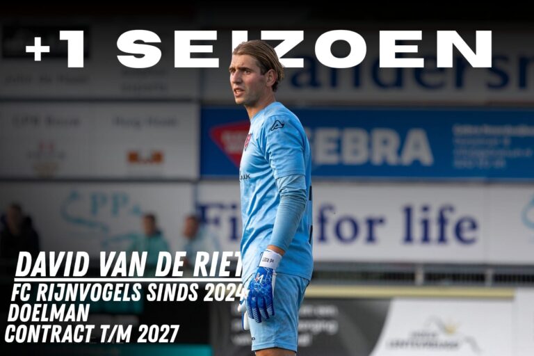Keeper David van de Riet blijft Rijnvogels trouw!